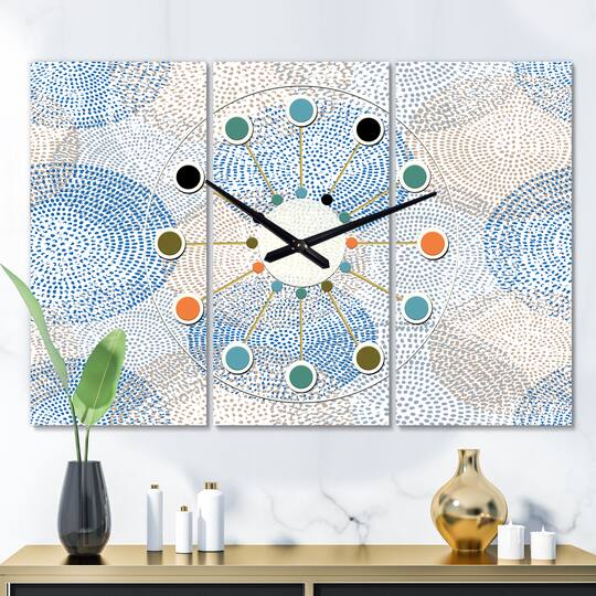 Designart Abstract Retro Design I Oversized Mid-Century Modern Multipanel Wall Clock